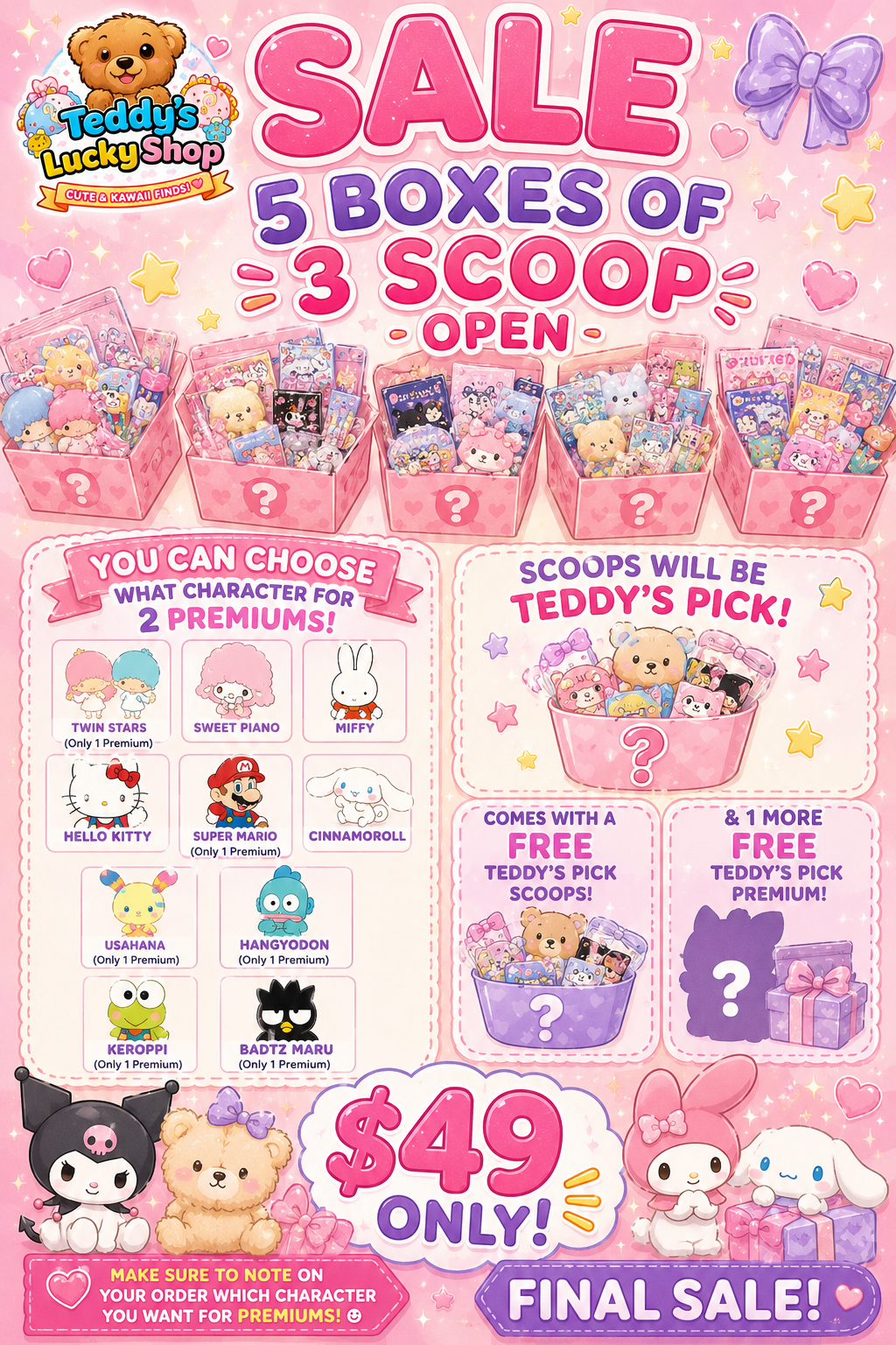 Teddy’s Pick 3 Scoops